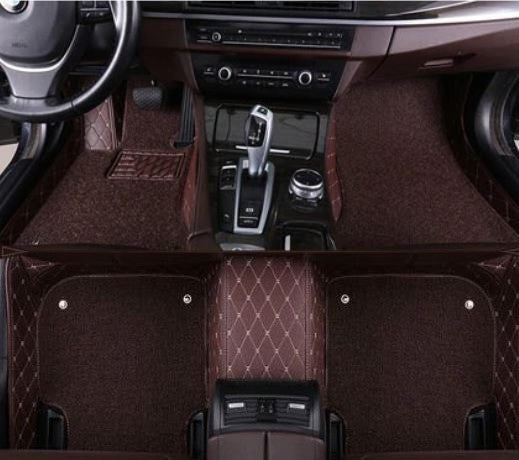 Coffee Leather Mats & Coffee Coils Car Floor Mats Set