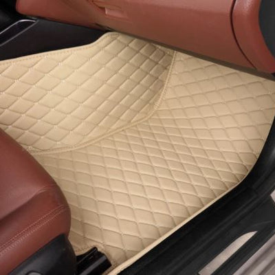 Beige Leather Car Floor Mats Set