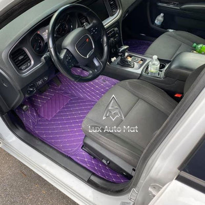 Purple Leather Car Floor Mats Set