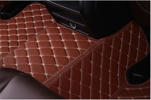 Brown Leather Car Floor Mats Set