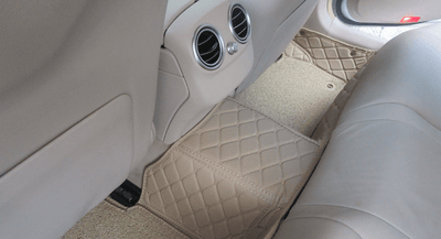 Beige Leather & Beige Coils Car Floor Mats Set