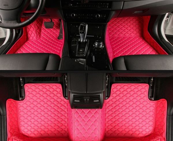 Pink Leather Car Floor Mats Set