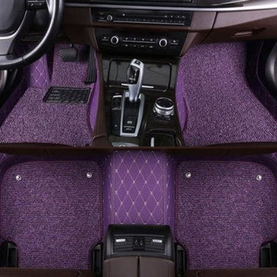 Purple Leather Mats & Purple Coils Car Floor Mats Set
