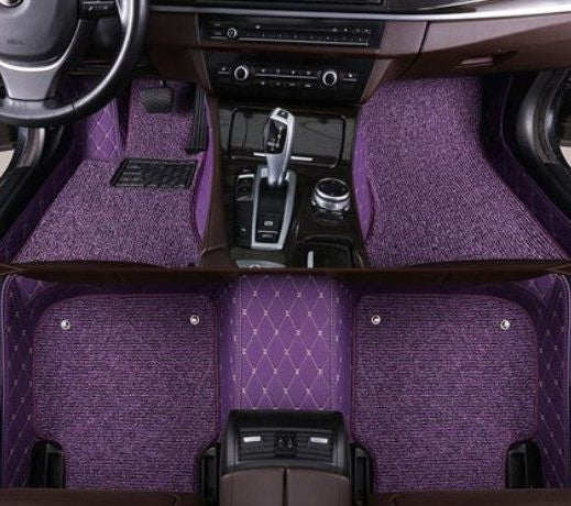 Purple Leather Mats & Purple Coils Car Floor Mats Set