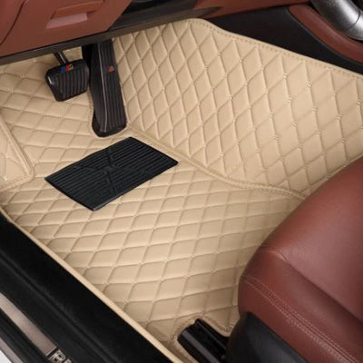 Beige Leather Car Floor Mats Set