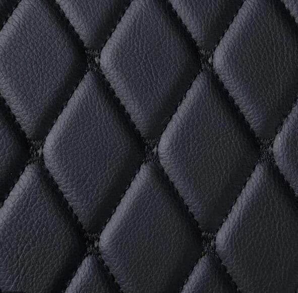 Black Leather & Black Stitching Floor Mats Set